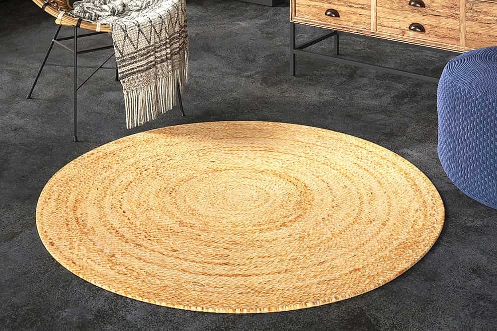Rond vloerkleed PURE NATURE 150cm Jute handgeweven platgeweven - 44434