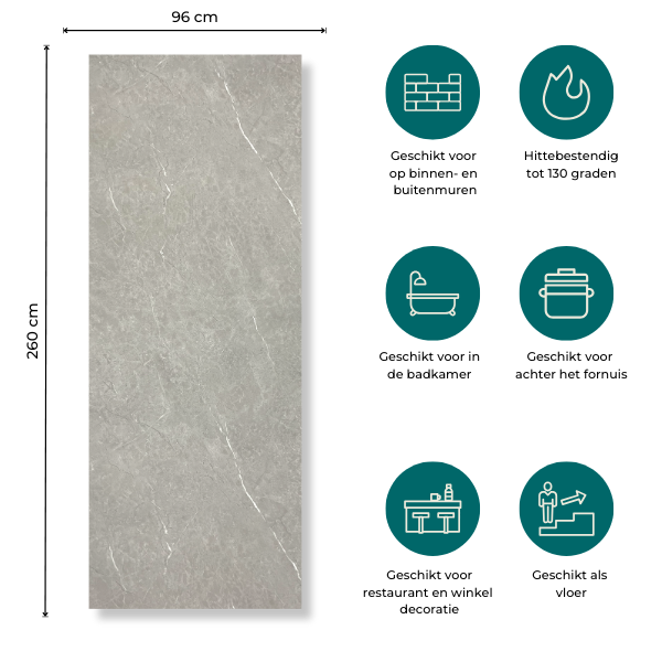 SPC Marmer Wandpaneel MAT Monreal 260x96x0.3cm | Badkamer Wandpanelen - Afbeelding 3