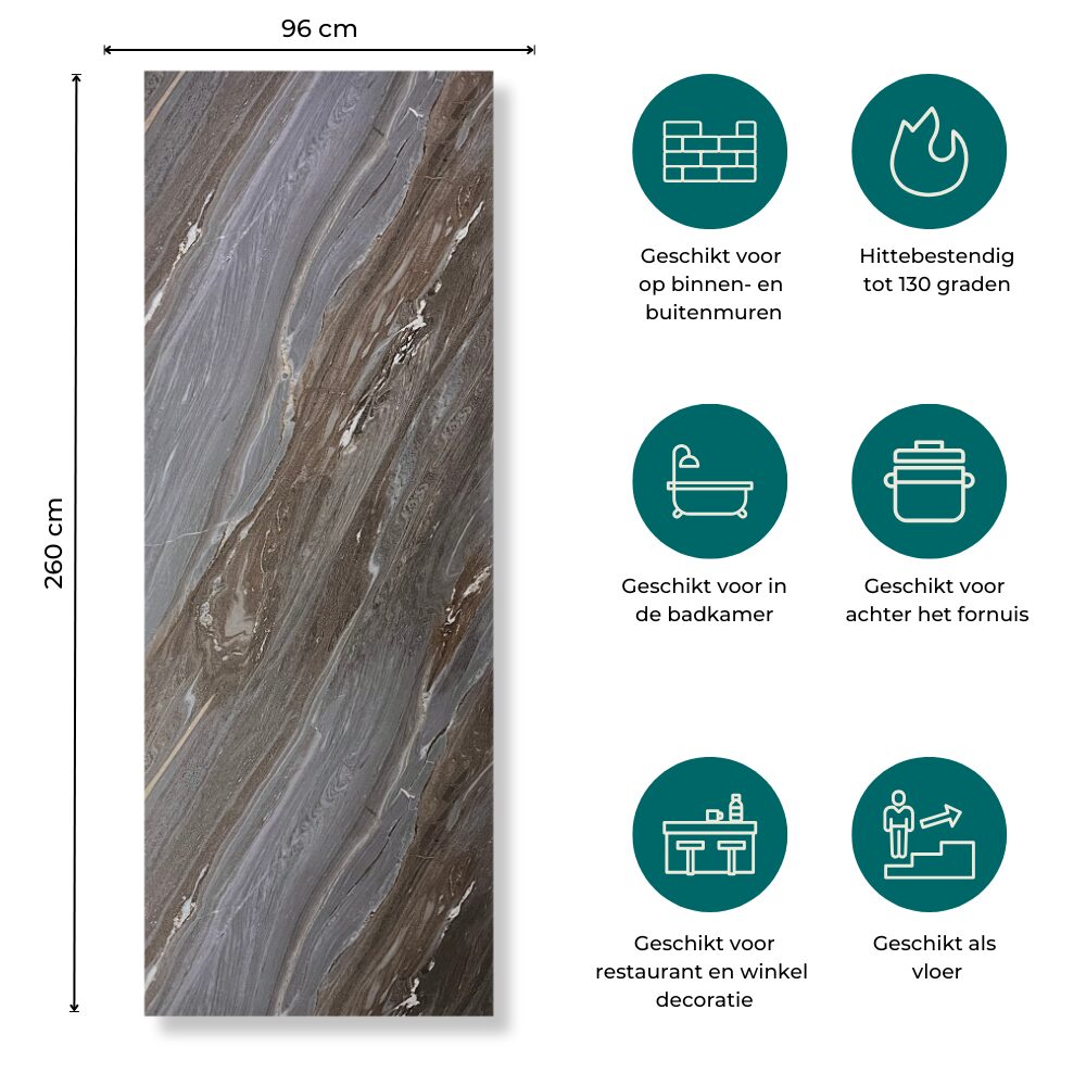 SPC Marmer Wandpaneel MAT Palissandro Blauw 270x96x0.3cm | Badkamer Wandpanelen