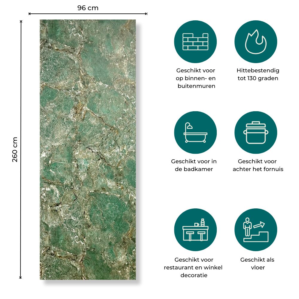 SPC Marmer Wandpaneel MAT Verde Green 260x96x0.3cm | Badkamer Wandpanelen