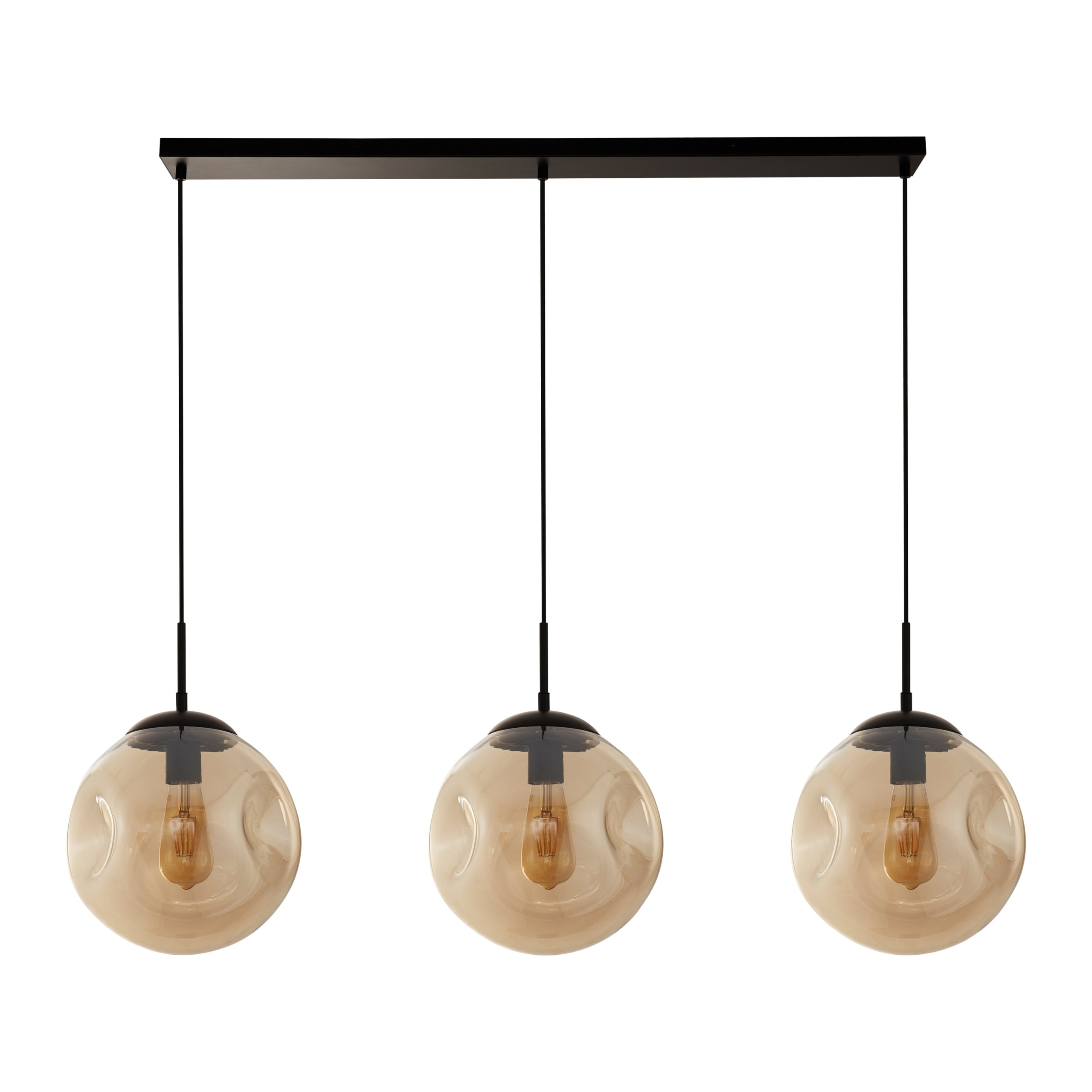 Searchlight Punch Hanglamp 3-lichts - Zwart / Champagne