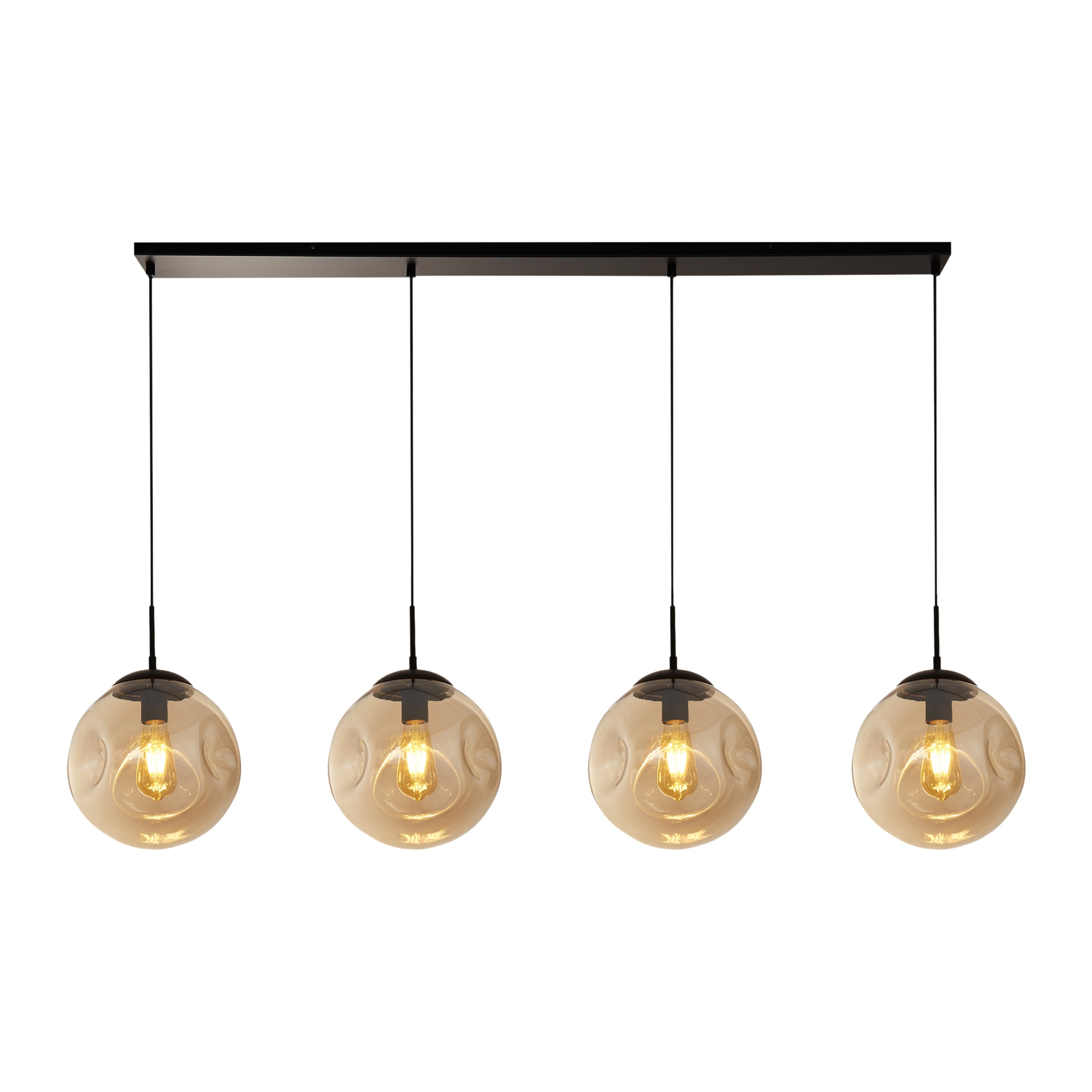 Searchlight Punch Hanglamp 4-lichts - Zwart / Champagne