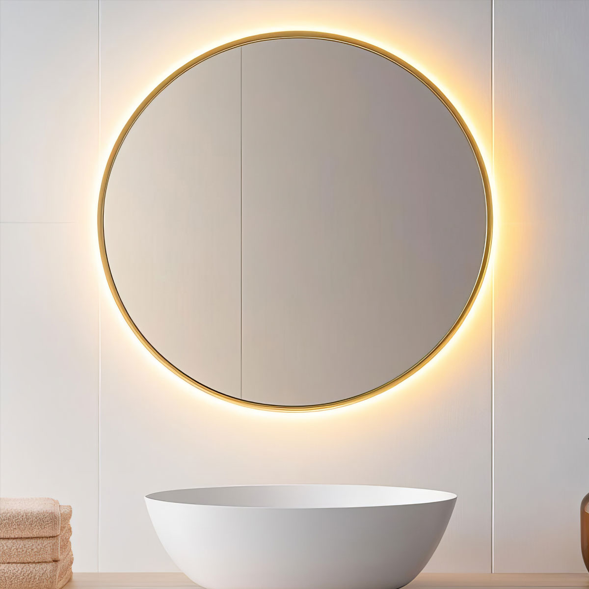 Badkamerspiegel GOUD / Messing Senna Rond | LED | Condensvrij - Afbeelding 3