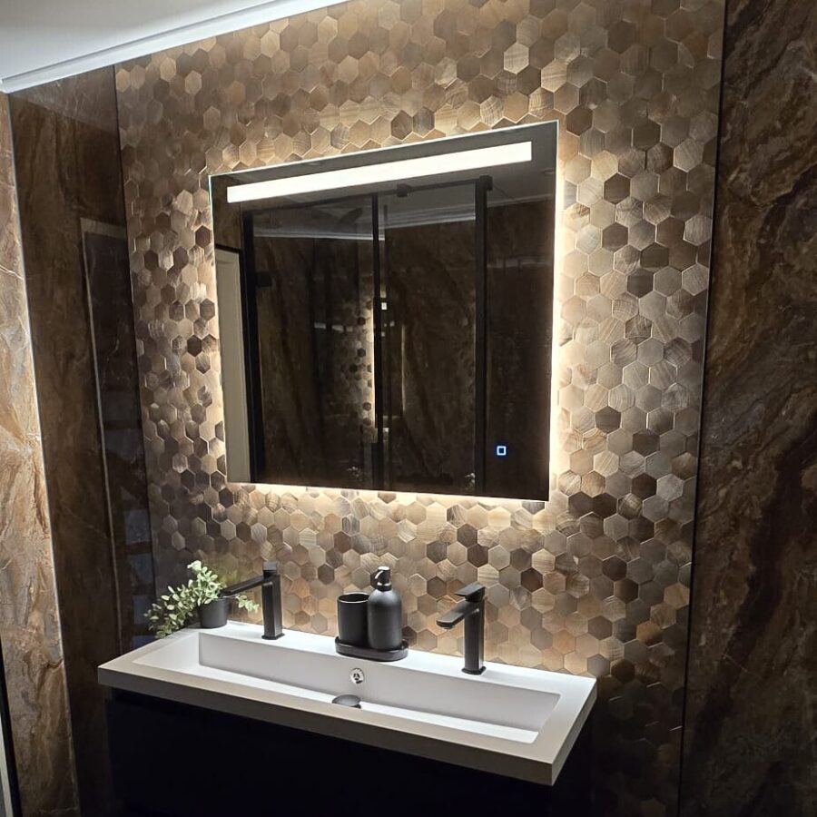 Zelfklevend Mozaïek Hexagon Brons Koper - 29.5 cm x 29.5 cm x 0.4 cm | 0.5 kg | Paneli zelfklevende steenstrips - Afbeelding 3