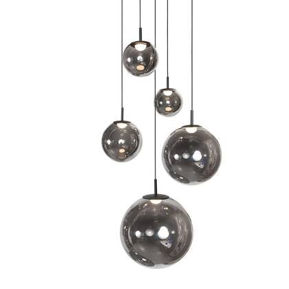 Steinhauer Hanglamp Bollique Zwart- Smoke Glas 5 Lichts 4196ZW Vide