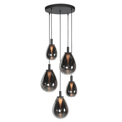 Steinhauer - hanglamp - Glimsy - zwart - glas metaal - Ø 40cm - LED -