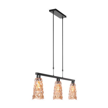 Steinhauer - hanglamp - Vidrio - amberkleurig zwart - metaal - design