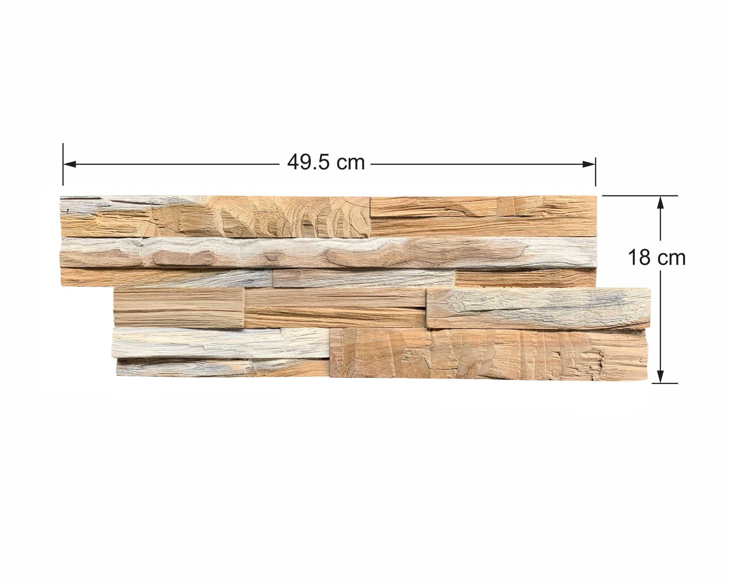 Houtstrips 3D Teakhout Madini 50x18cm
