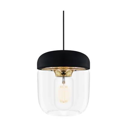 Umage Acorn hanglamp zwart met brass - met koordset zwart - Ø 14 cm