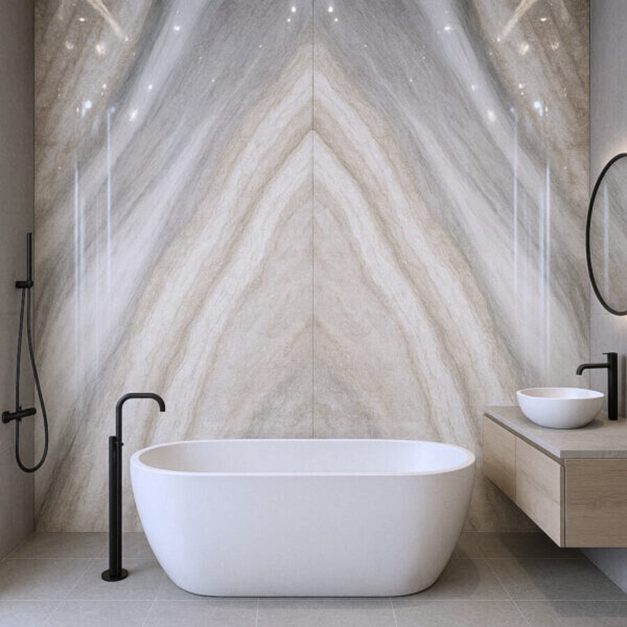 Marmer Glans Bookmatch Paneel L 260x122x0,3cm - Afbeelding 3