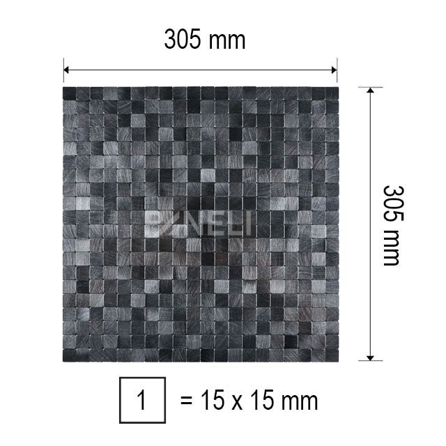 Zelfklevend Mozaiek Quadra Grijs - 30.5 cm x 30.5 cm x 0.40 cm | 0.5 kg | Paneli zelfklevende steenstrips - Afbeelding 3