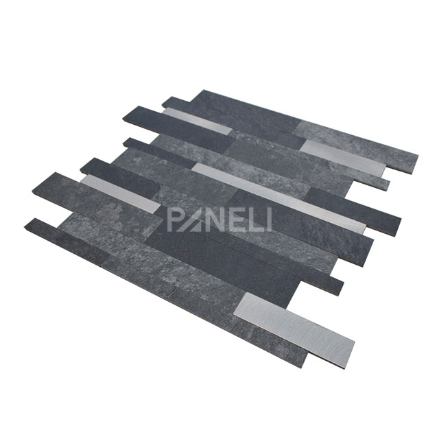 Zelfklevende Steenstrip Tegelstrook Antraciet - 29.8 cm x 29.6 cm x 0.40 cm | 0.5 kg | Paneli zelfklevende steenstrips - Afbeelding 3