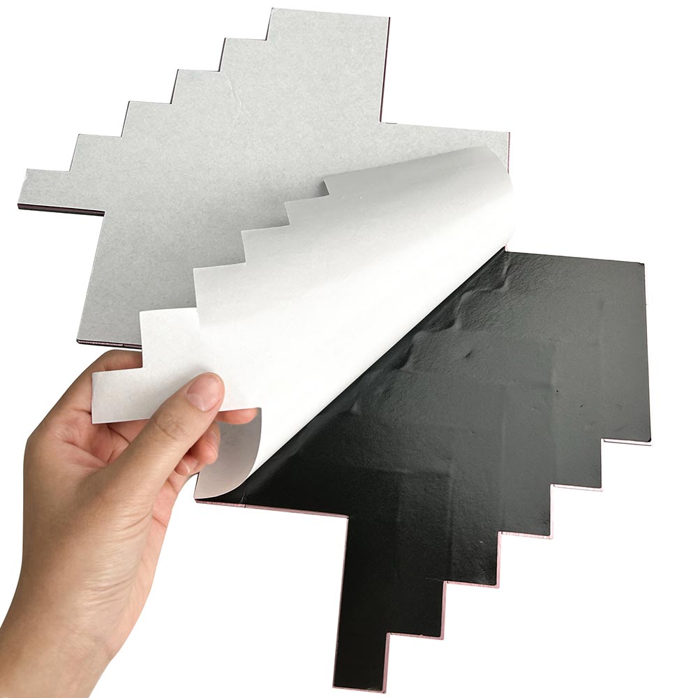 Zelfklevend Mozaiek Visgraat Goud - 25.5 cm x 31.8 cm x 0.40 cm | 0.5 kg | Paneli zelfklevende steenstrips