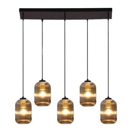 by fonQ Ribba Hanglamp - 5 Lichts - Smokey Glas