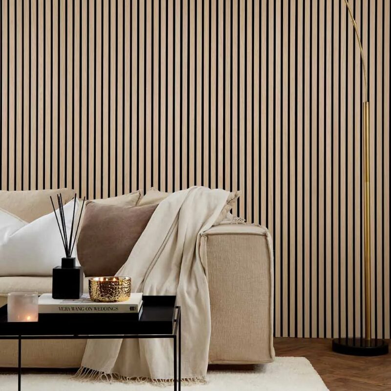 AKU Paneel Akoestisch Vilt Natuurlijk Eiken 260x60x2,1cm - 270 cm x 60 cm x 2.1 cm | 10 kg | Paneli akoestische wandpanelen - AKU Wandpanelen