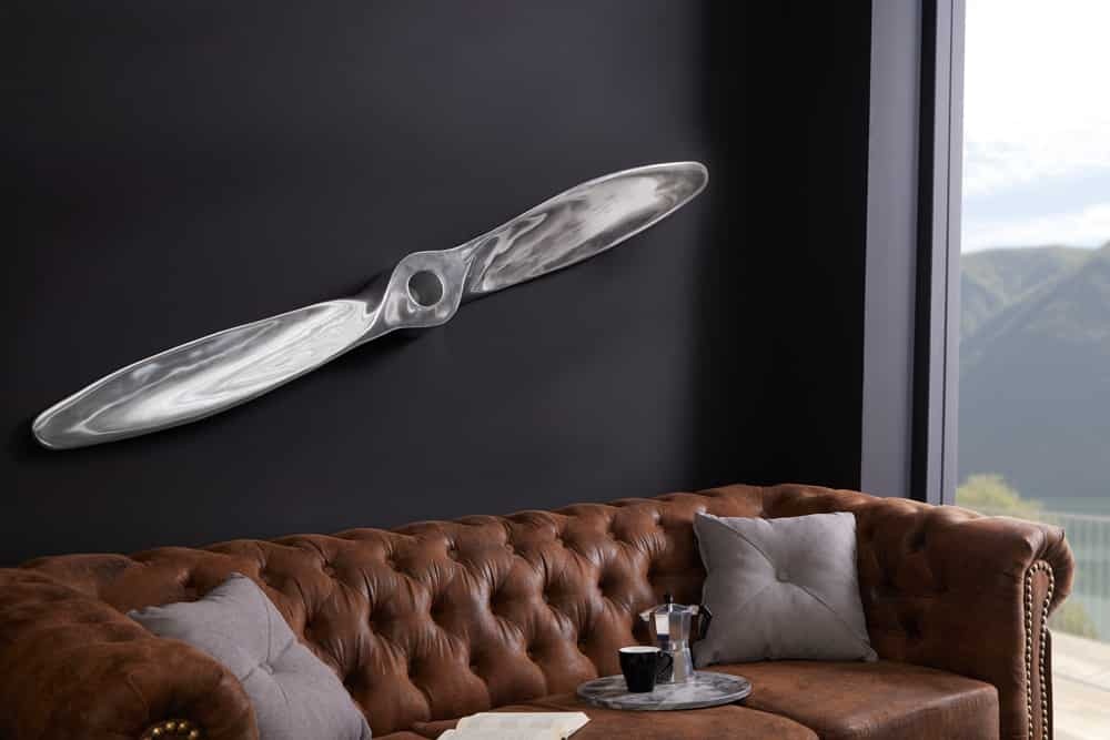 Authentieke wanddecoratie SCREW II 110cm zilveren vliegtuigpropeller - 21705