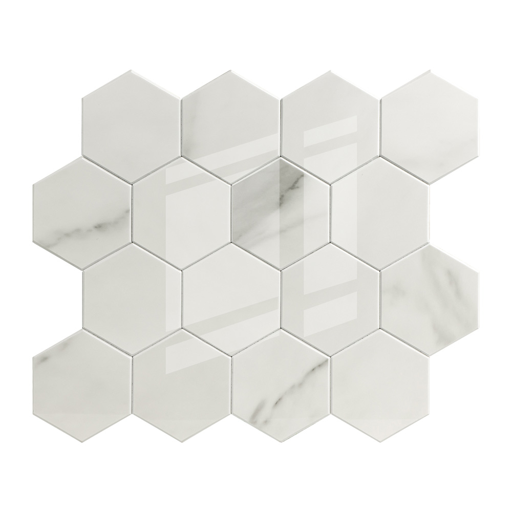 Zelfklevende Hexagon Morbido Bianco - 29.2 cm x 25.4 cm x 0.33 cm | 0.5 kg | Paneli zelfklevende steenstrips