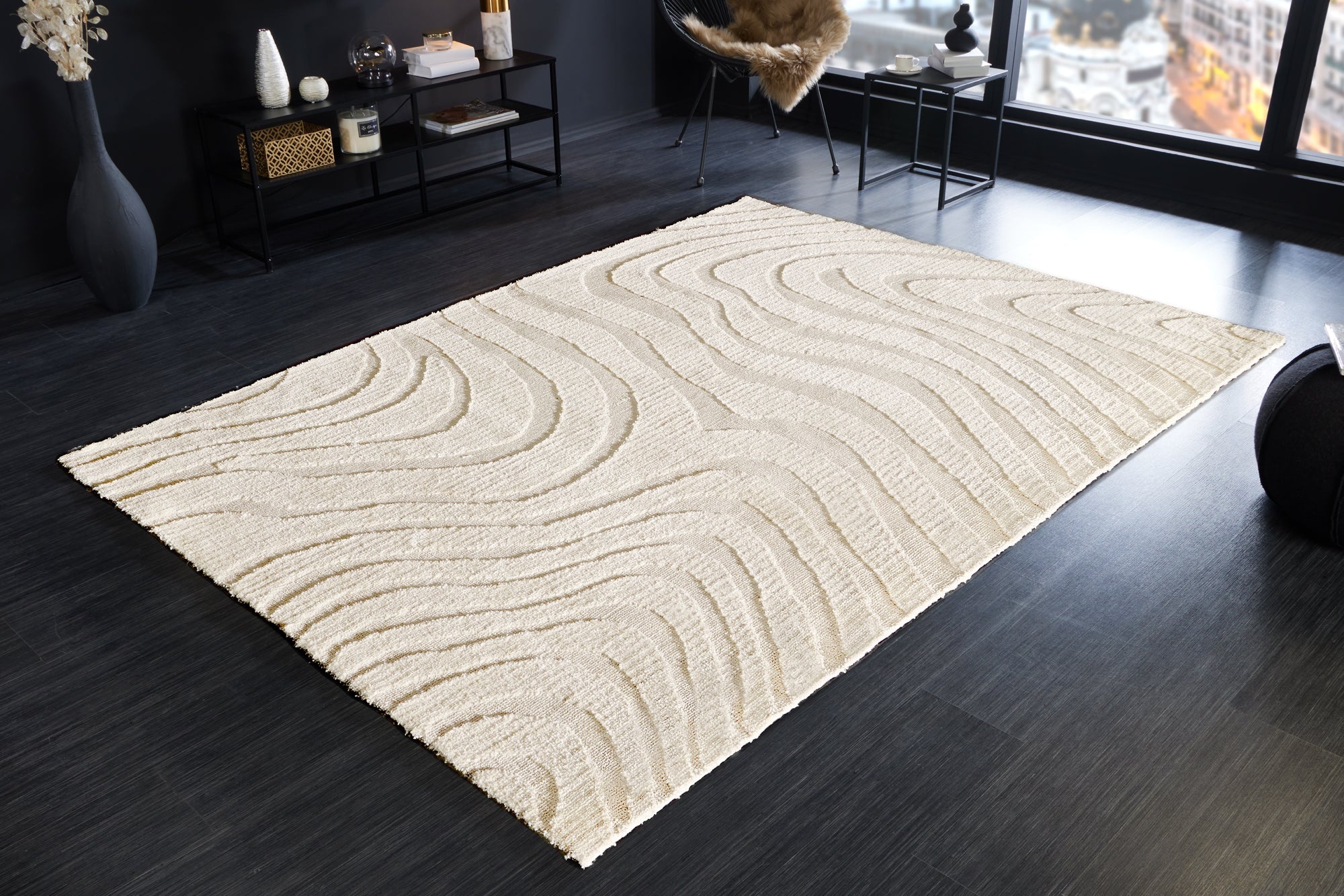 Design Tapijt WAVE 240x170cm crème beige 3D effect - 43129