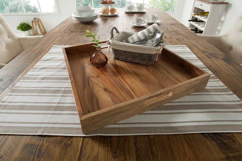 Elegant dienblad CIANO 40x40cm massief acaciahout met handvatten - 39515