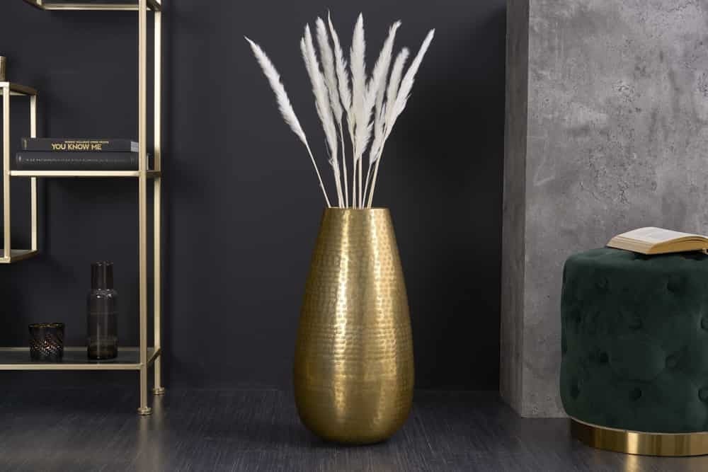 Elegante Vaas ORIENT 50cm goud in Grid Hammerschlag Design - 41549