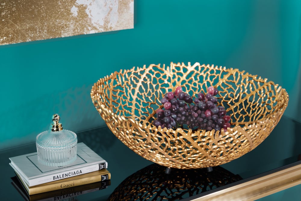 Filigraan design kom ABSTRACT BLAD 45cm goud handgemaakt - 43190