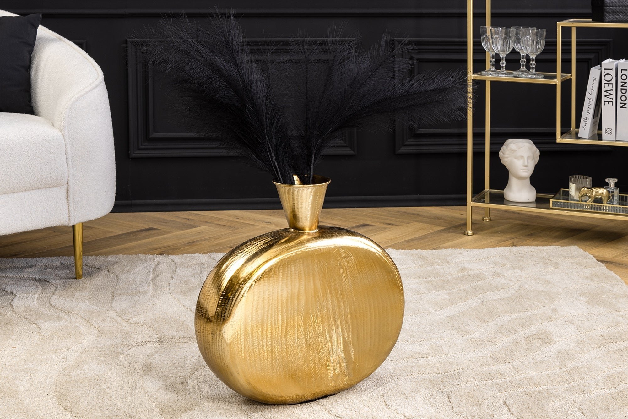Handgemaakte vaas ORIENT L 50cm goud metaal gehamerd design - 44866