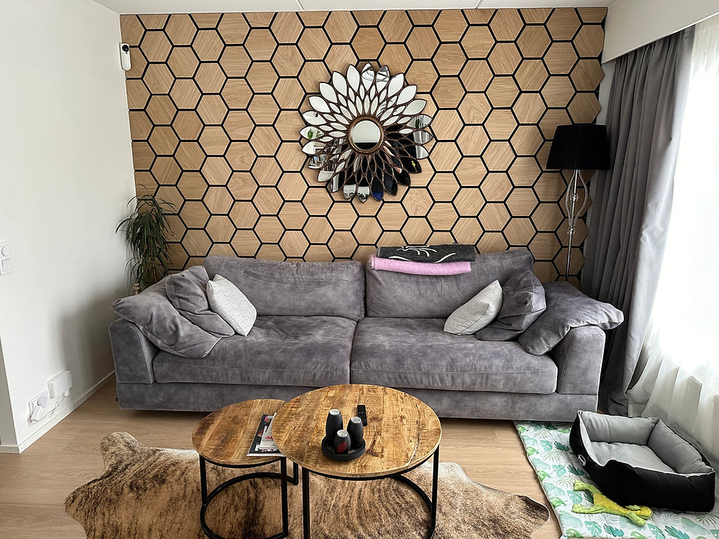 Hexagon Vilt Woodie Paneel Light -  cm x  cm x  cm | 2.8 kg | Paneli akoestische wandpanelen - AKU Wandpanelen