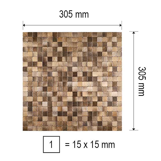 Zelfklevend Moza&iuml;ek Quadra Goud - 30.5 cm x 30.5 cm x 0.40 cm | 0.5 kg | Paneli zelfklevende steenstrips