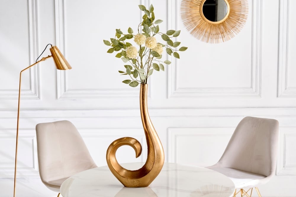 Moderne vaas WAVE 47cm goud aluminium gepolijst decoratie - 41567