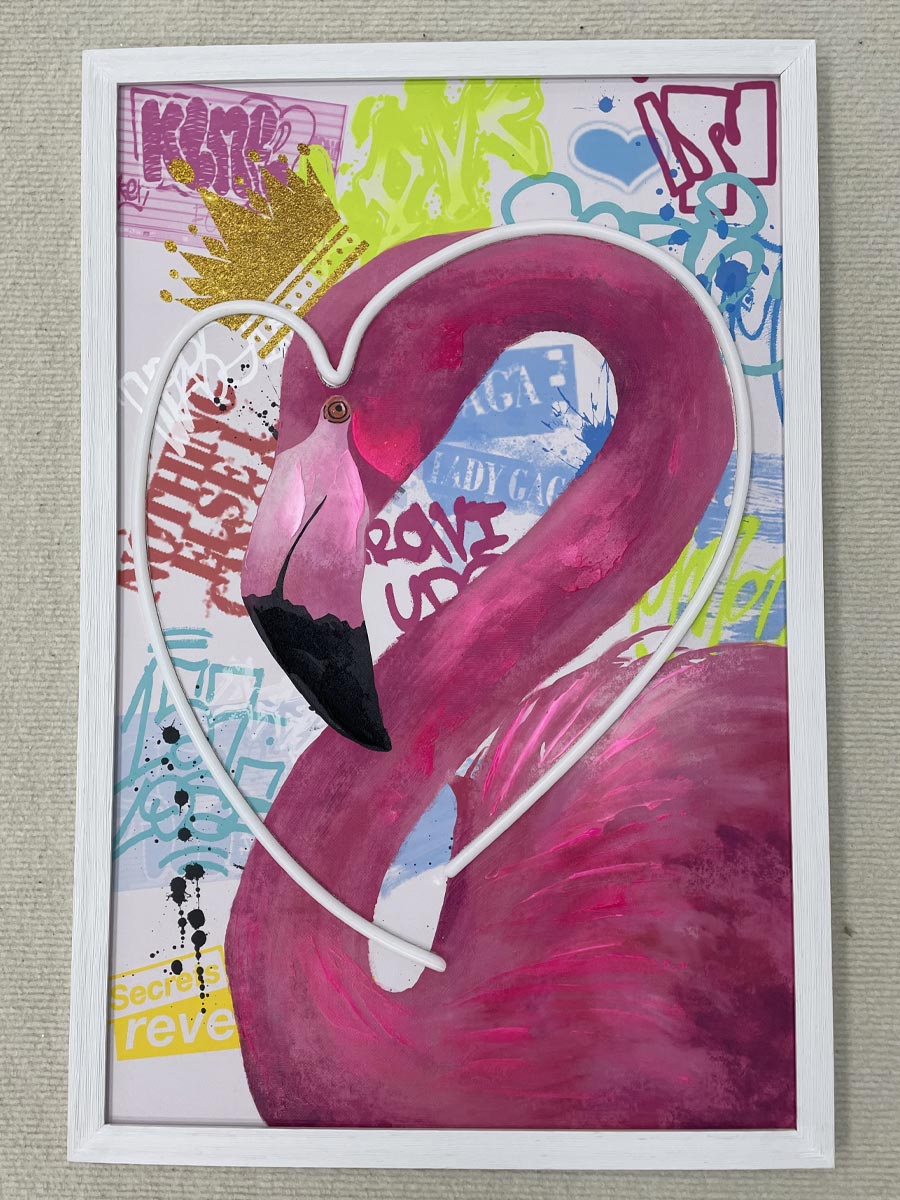 Neon Art Flamingo Love