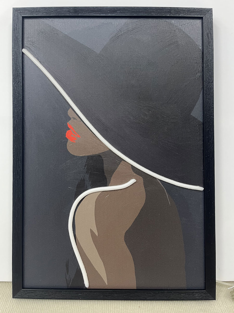 Neon Art Red Lips Woman