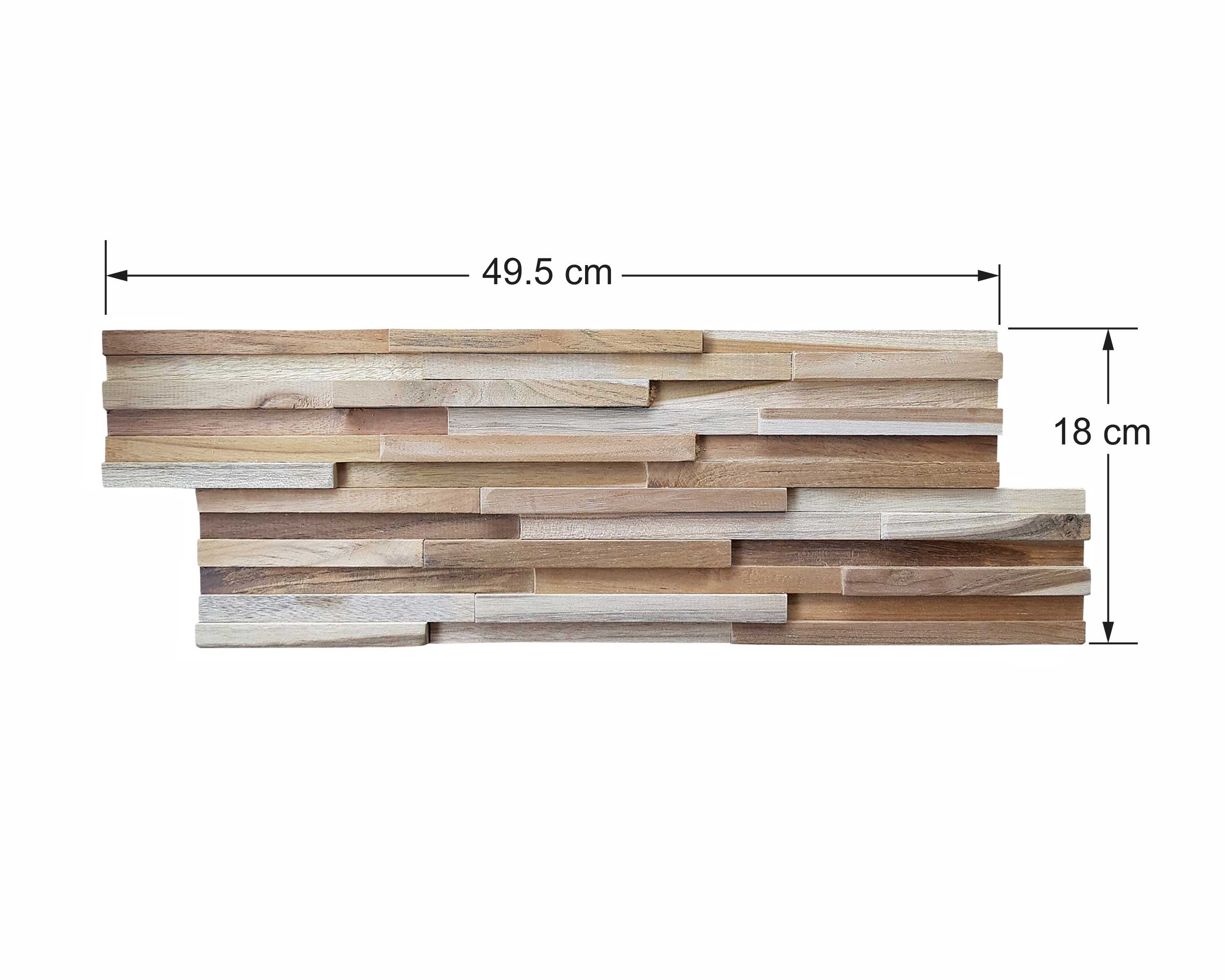 Houtstrips 3D Teakhout NuNu 50x18cm
