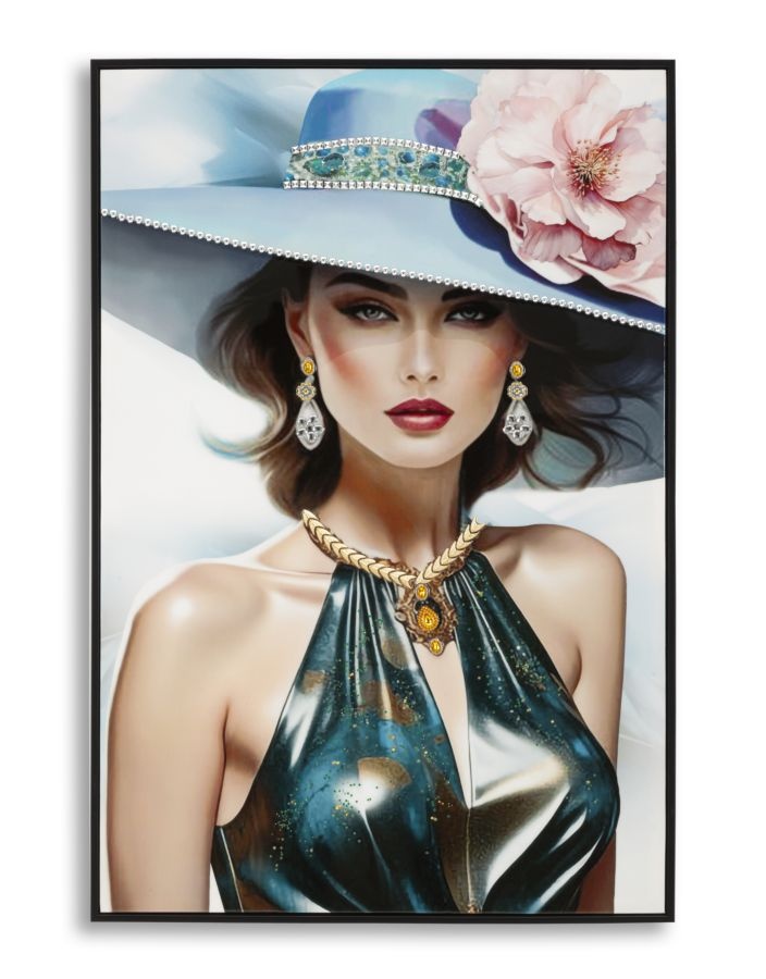 SCHILDERIJ OP DOEK GELAKTE PAM MET LIJST -A- CM 62X4X92