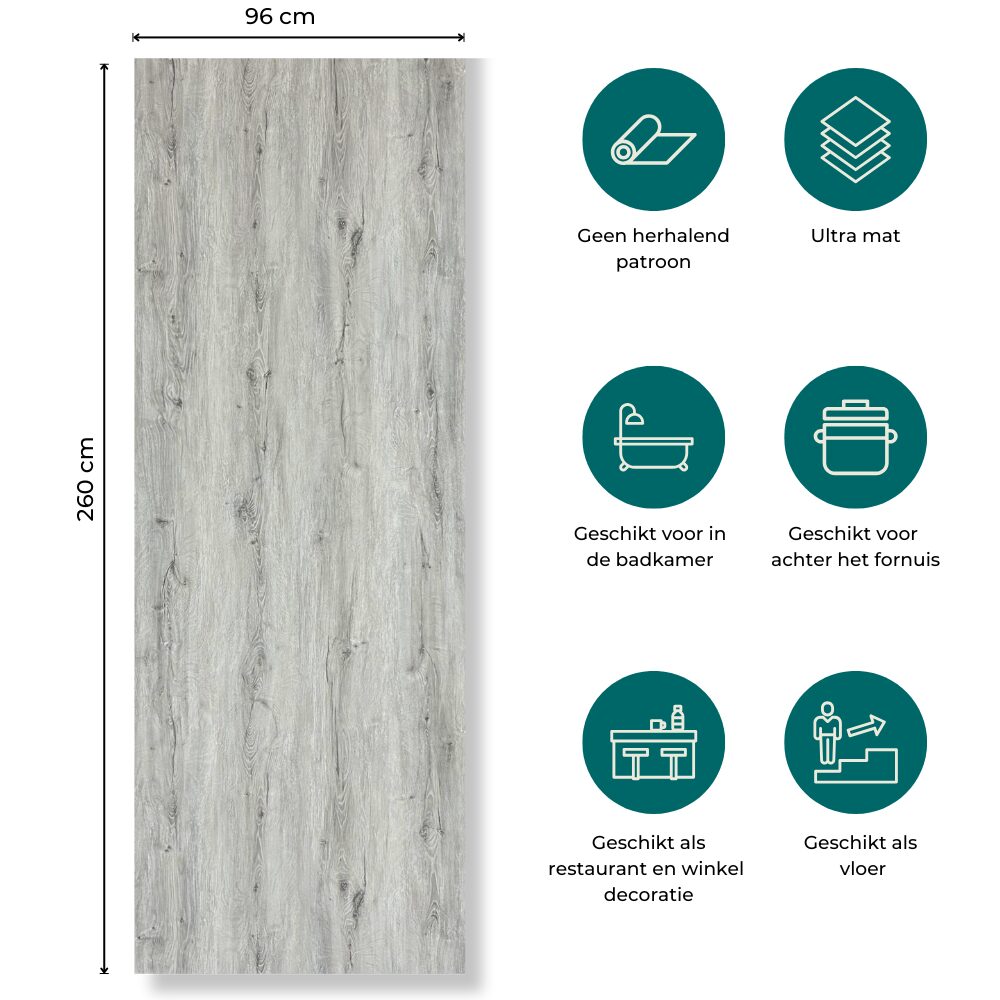 SPC Hout Wandpaneel Quercia Grigia 260x96x0.3cm | Badkamer Wandpanelen