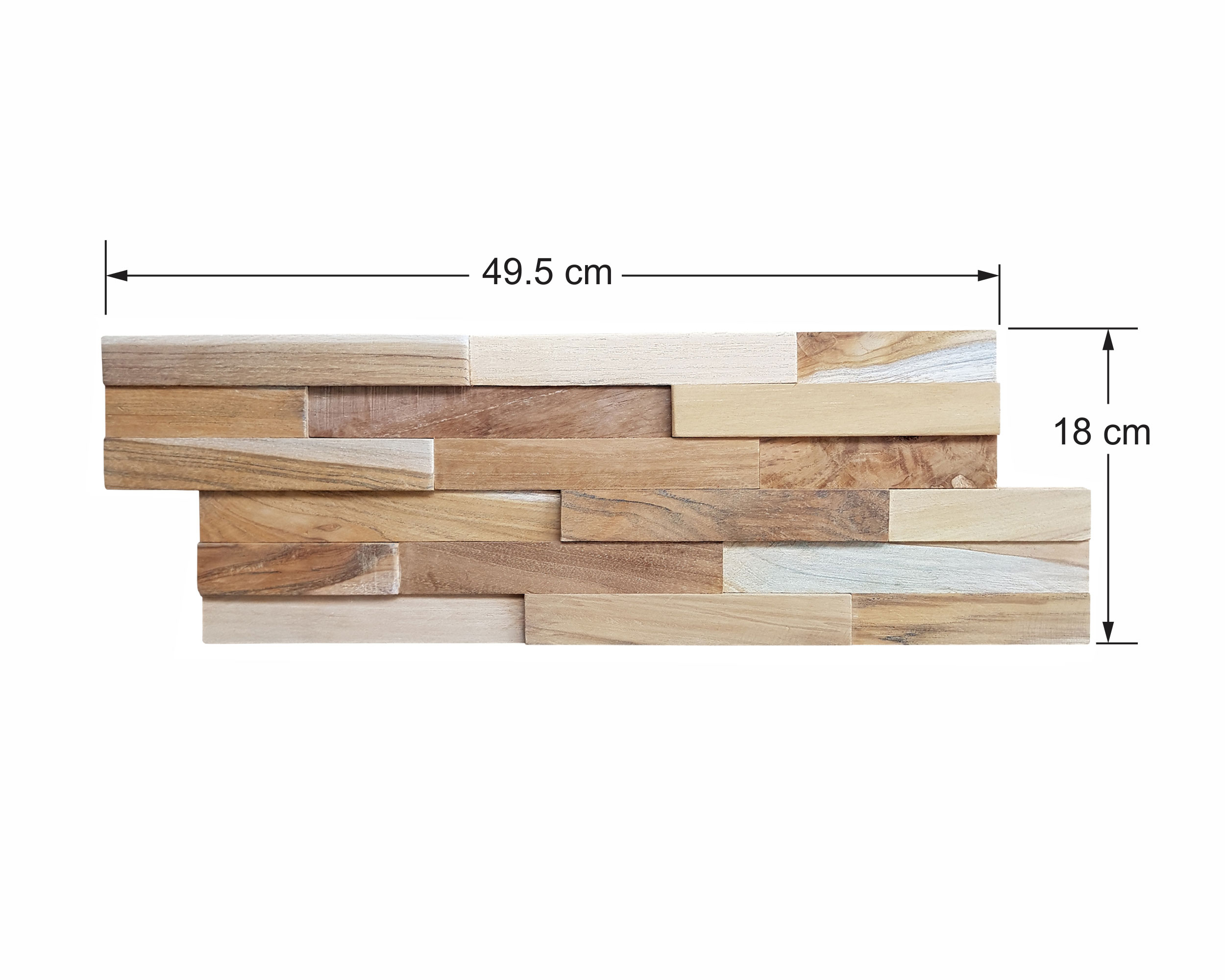Houtstrips 3D Teakhout Rea 50x18cm