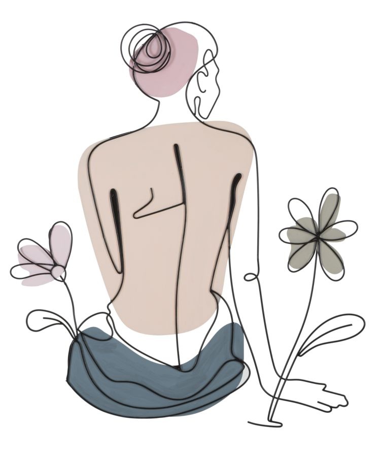 WANDPANEEL DAME MET BLOEM CM 80X1