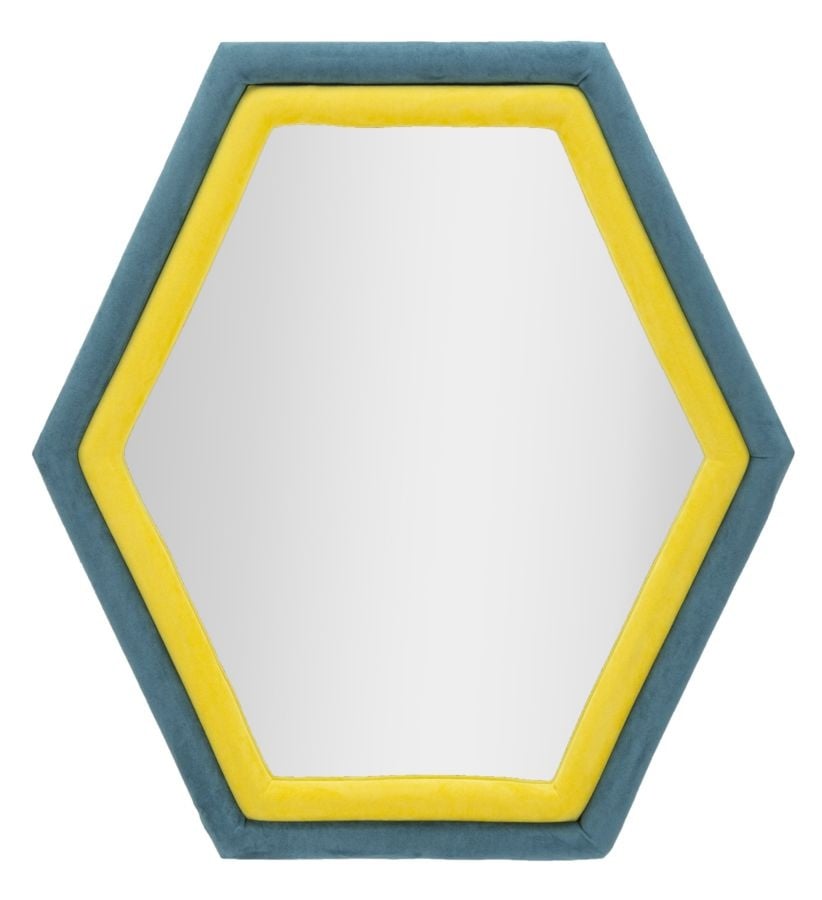 WANDSPIEGEL TONY BLAUW/GEEL FLUWEEL CM 75X4X80