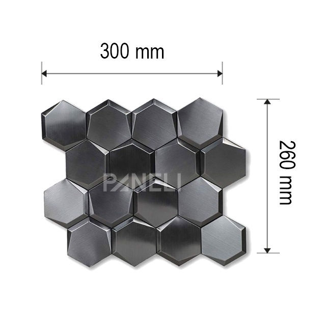 Zelfklevende 3D Tegel Cubi Metal - 26 cm x 30 cm x 0.60 cm | 0.5 kg | Paneli zelfklevende steenstrips