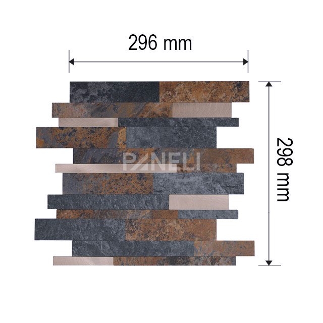 Zelfklevende Steenstrip Tegelstrook Rustiek - 29.8 cm x 29.6 cm x 0.40 cm | 0.5 kg | Paneli zelfklevende steenstrips