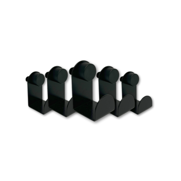 Enkele Haakjes Zwart 5 Stuks - 3.9 cm x 3 cm x 9 cm | 0.1 kg | Paneli akoestische wandpanelen - AKU Wandpanelen