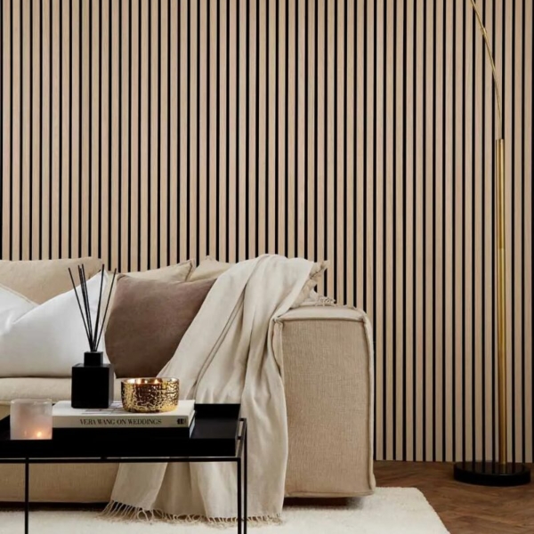 AKU Paneel Akoestisch Vilt Natuurlijk Eiken 260x60x2,1cm - 270 cm x 60 cm x 2.1 cm | 10 kg | Paneli akoestische wandpanelen - AKU Wandpanelen