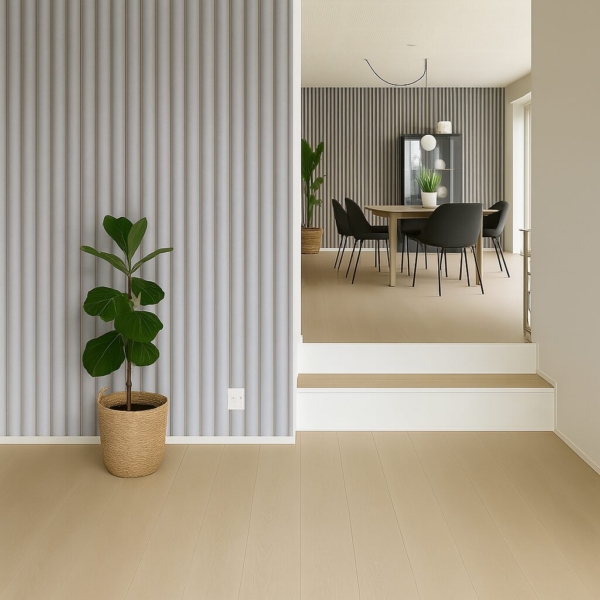 Suede Paneel AKU Light Grey 260x60x2.1cm - 260 cm x 60 cm x 2 cm | 15 kg | Paneli akoestische wandpanelen - AKU Wandpanelen