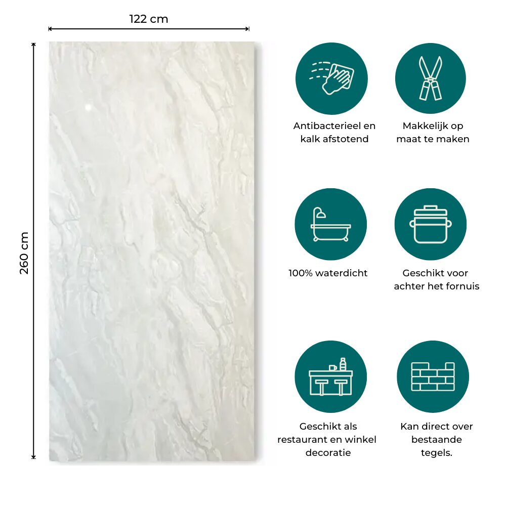 PVC Marmer Wandpaneel Grigio Grey 260x120x0,3cm