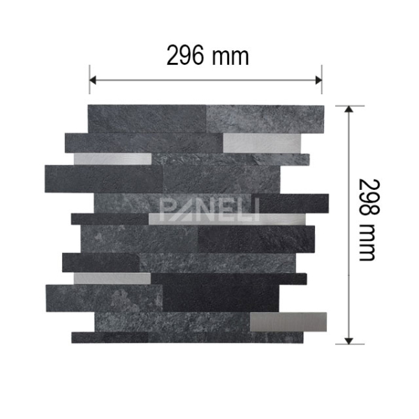Zelfklevende Steenstrip Tegelstrook Antraciet - 29.8 cm x 29.6 cm x 0.40 cm | 0.5 kg | Paneli zelfklevende steenstrips