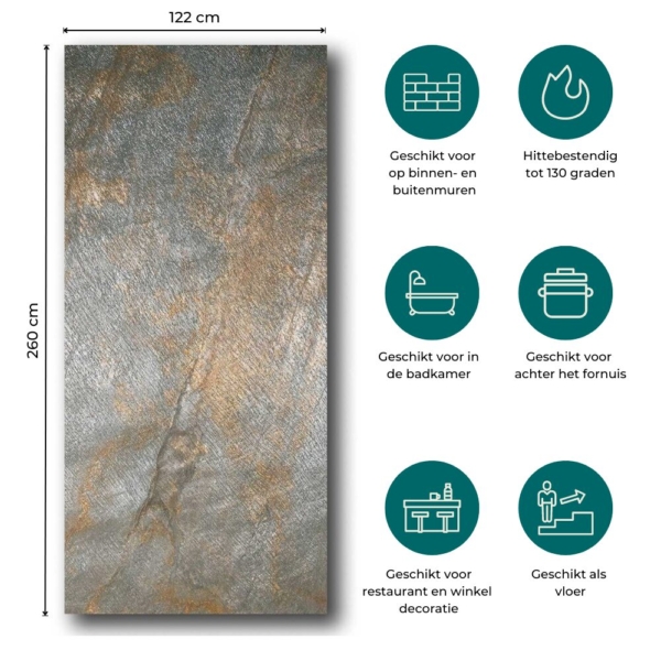 Natuursteen Wandpaneel Deoli Green 260x122x0,2cm | Paneli Natuursteen Wandpanelen