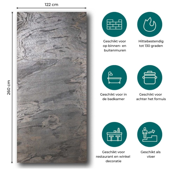 Natuursteen Wandpaneel Zeera Green 260x120x0,2cm | Paneli Natuursteen Wandpanelen