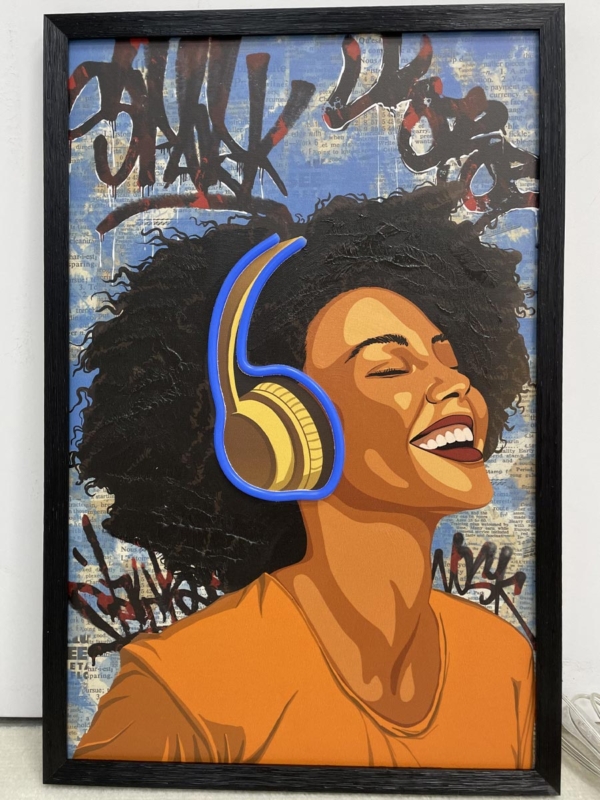 Neon Art Music Woman