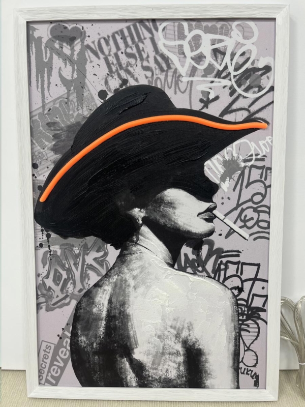 Neon Art Smoking Woman