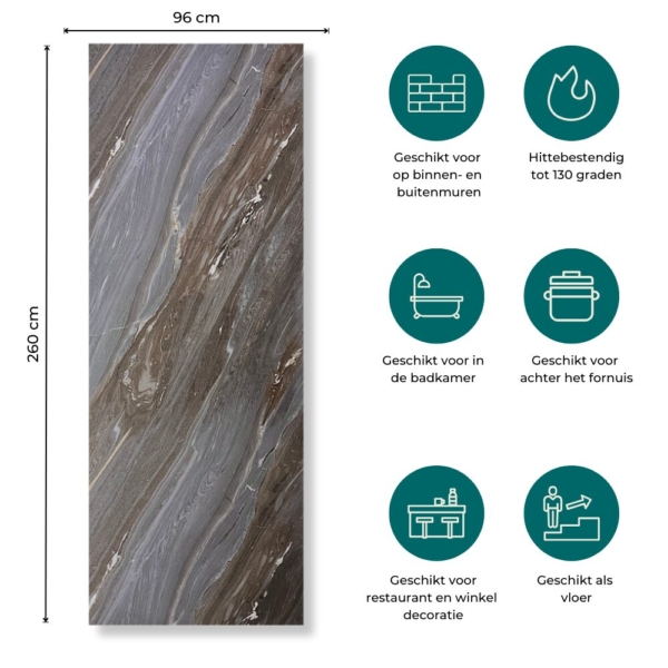 SPC Marmer Wandpaneel MAT Palissandro Blauw 270x96x0.3cm | Badkamer Wandpanelen