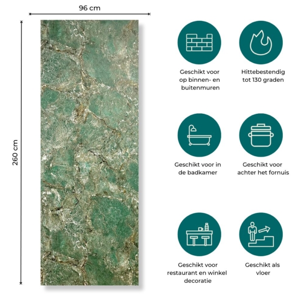 SPC Marmer Wandpaneel MAT Verde Green 260x96x0.3cm | Badkamer Wandpanelen